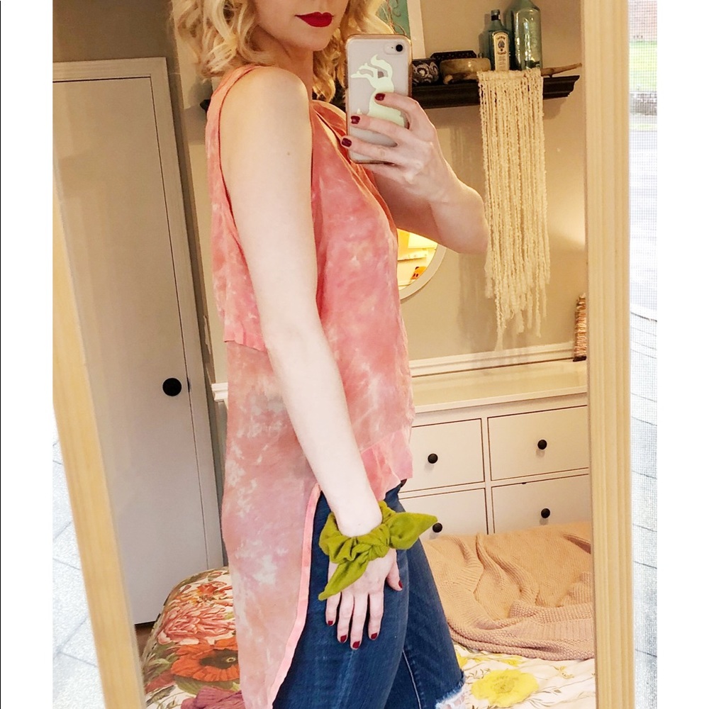 Saks silk tie dye tank